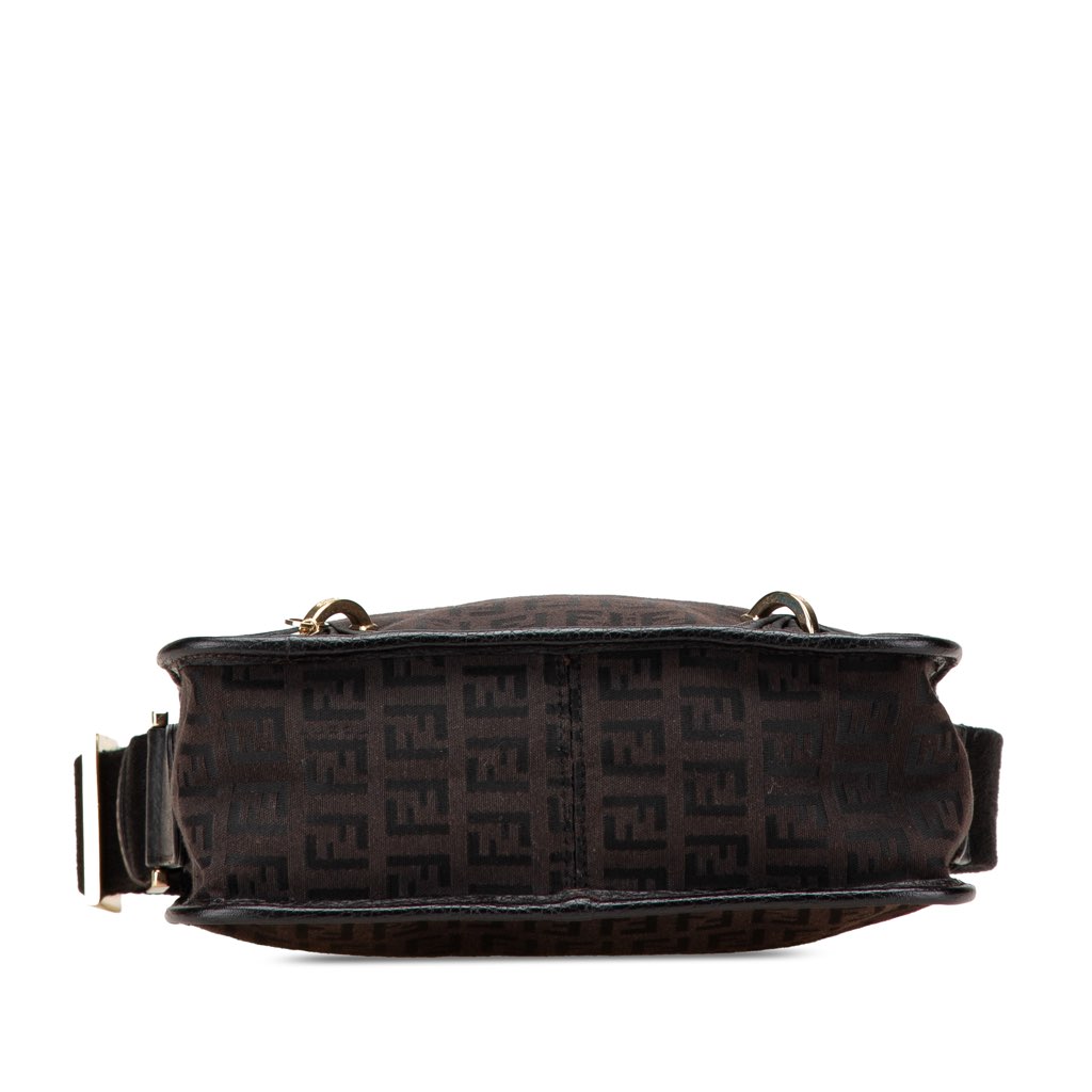 Fendi Small Zucchino Canvas F Charm Crossbody - Image 6