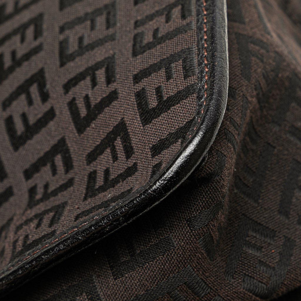 Fendi Small Zucchino Canvas F Charm Crossbody - Image 12