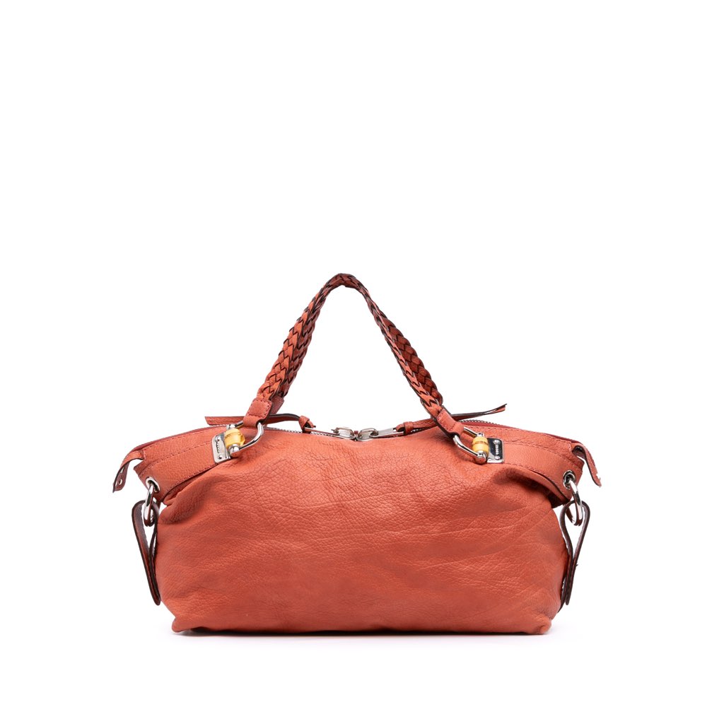 Gucci Medium Leather Bamboo Bar Tote