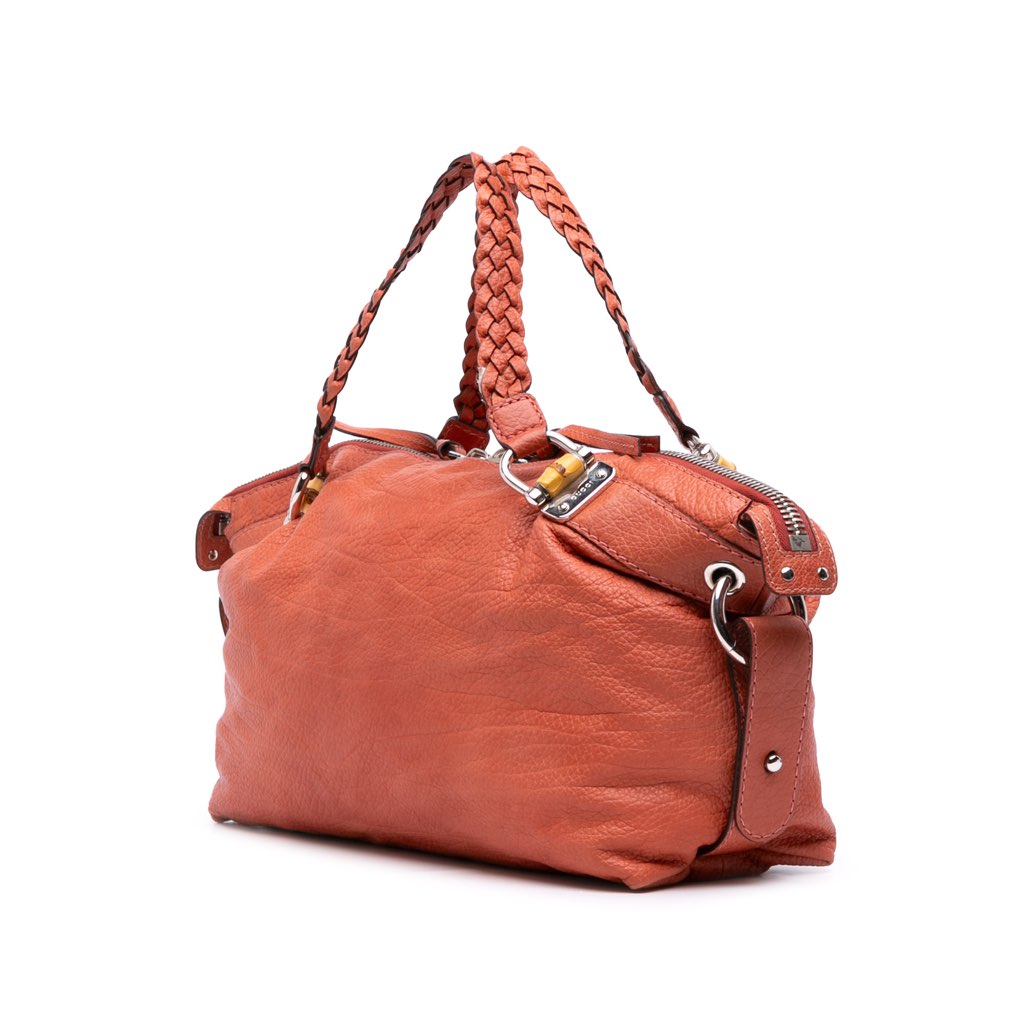 Gucci Medium Leather Bamboo Bar Tote - Back view