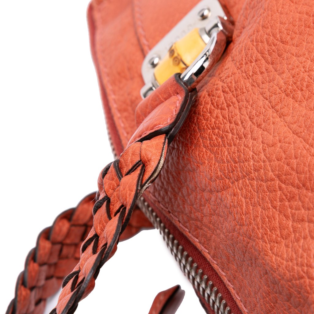 Gucci Medium Leather Bamboo Bar Tote - Image 13