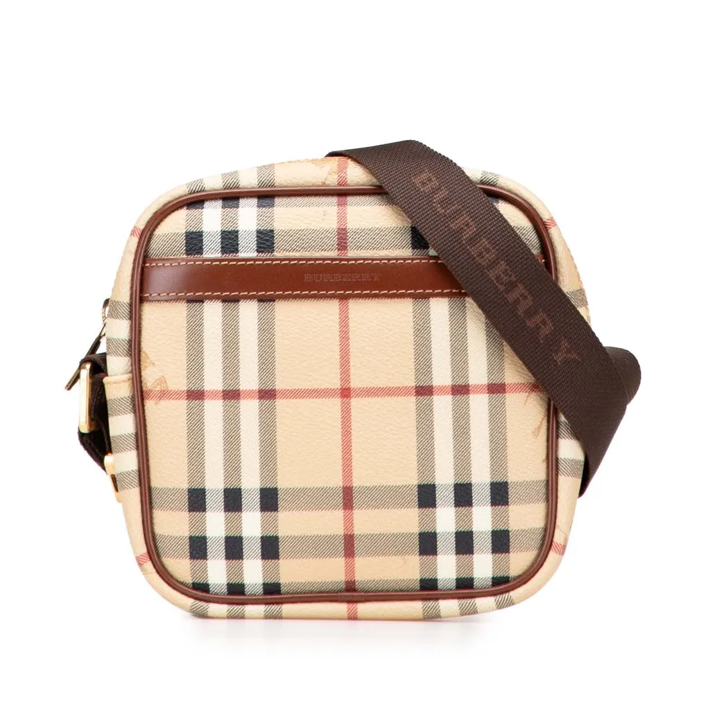 Burberry Haymarket Check Coated Canvas Crossbody Brown Canvas Very good - Front View