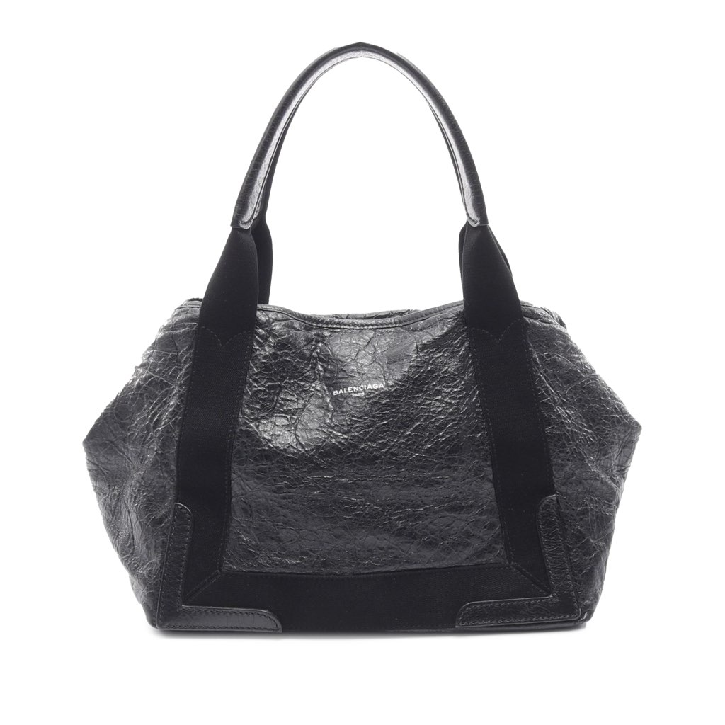 Balenciaga Leather Navy Cabas Tote S