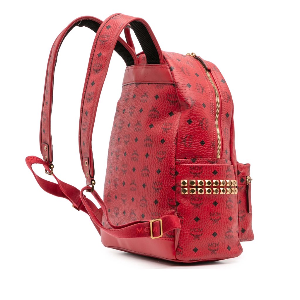 Mcm Medium Studded Visetos Coated Canvas Stark Backpack - Back view