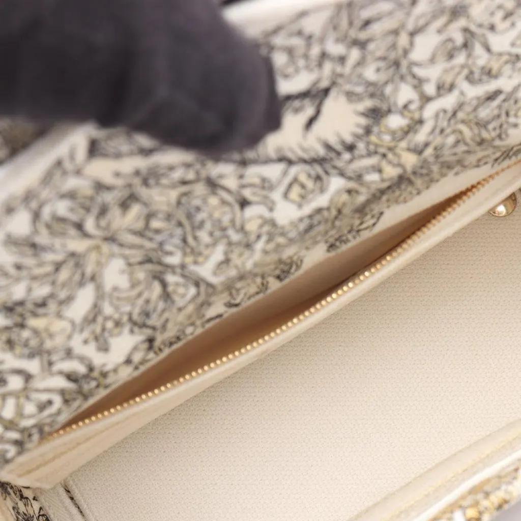 Dior Medium Embroidered Canvas Around The World Stella Lady D-Lite White Canvas Good - Inside View