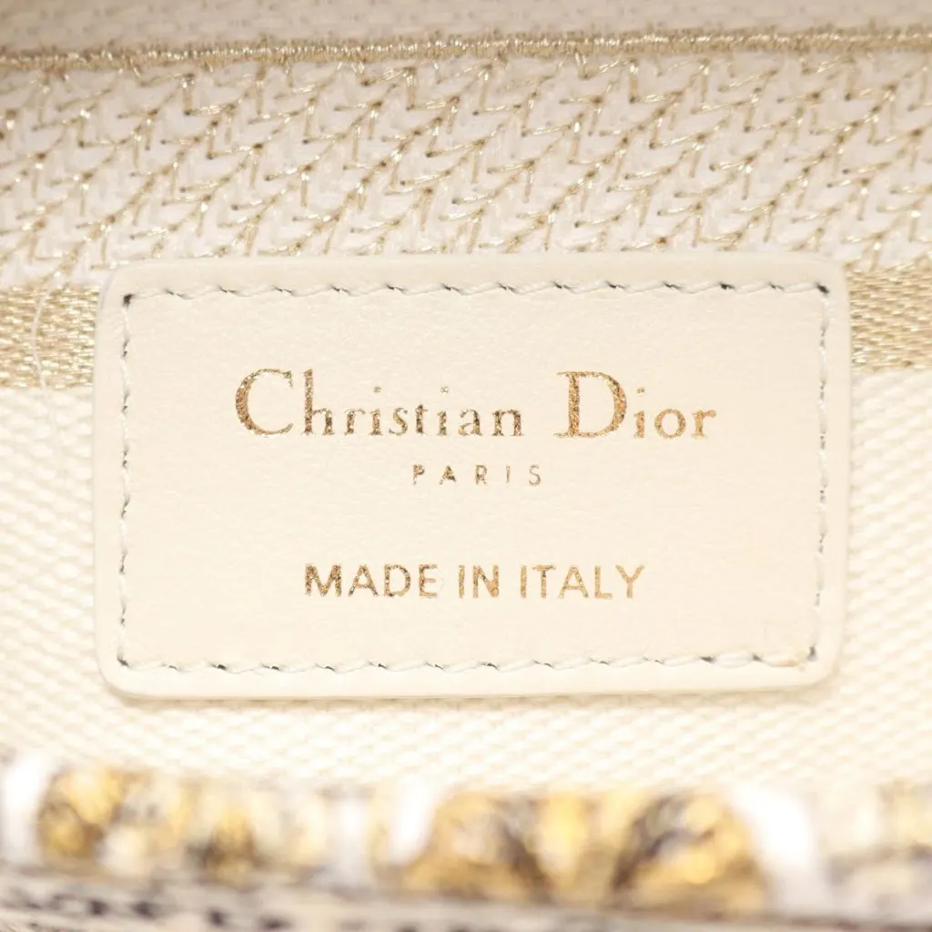 Dior Medium Embroidered Canvas Around The World Stella Lady D-Lite White Canvas Good - Model View