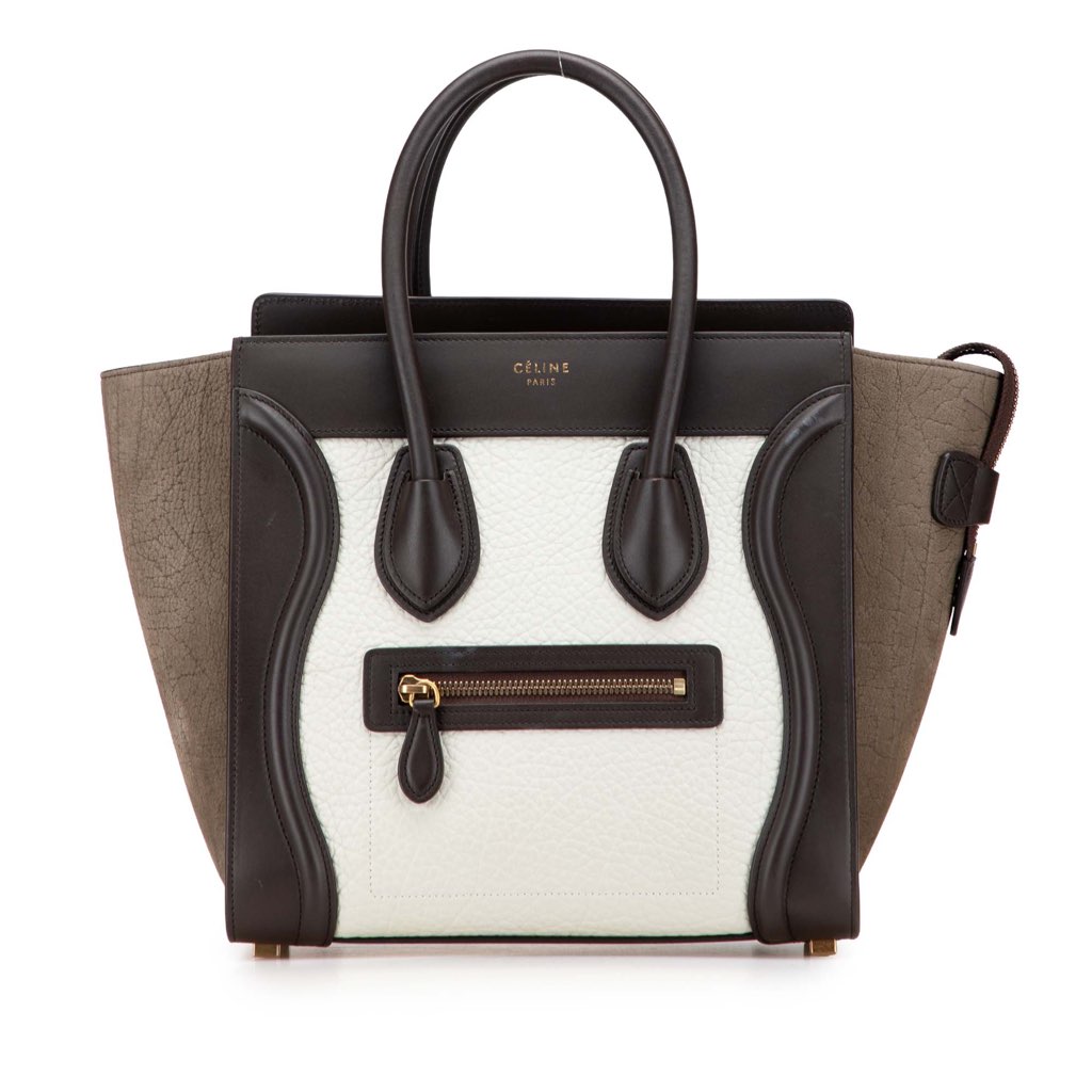 Celine Micro Tricolor Nubuck and Calfskin Luggage Tote