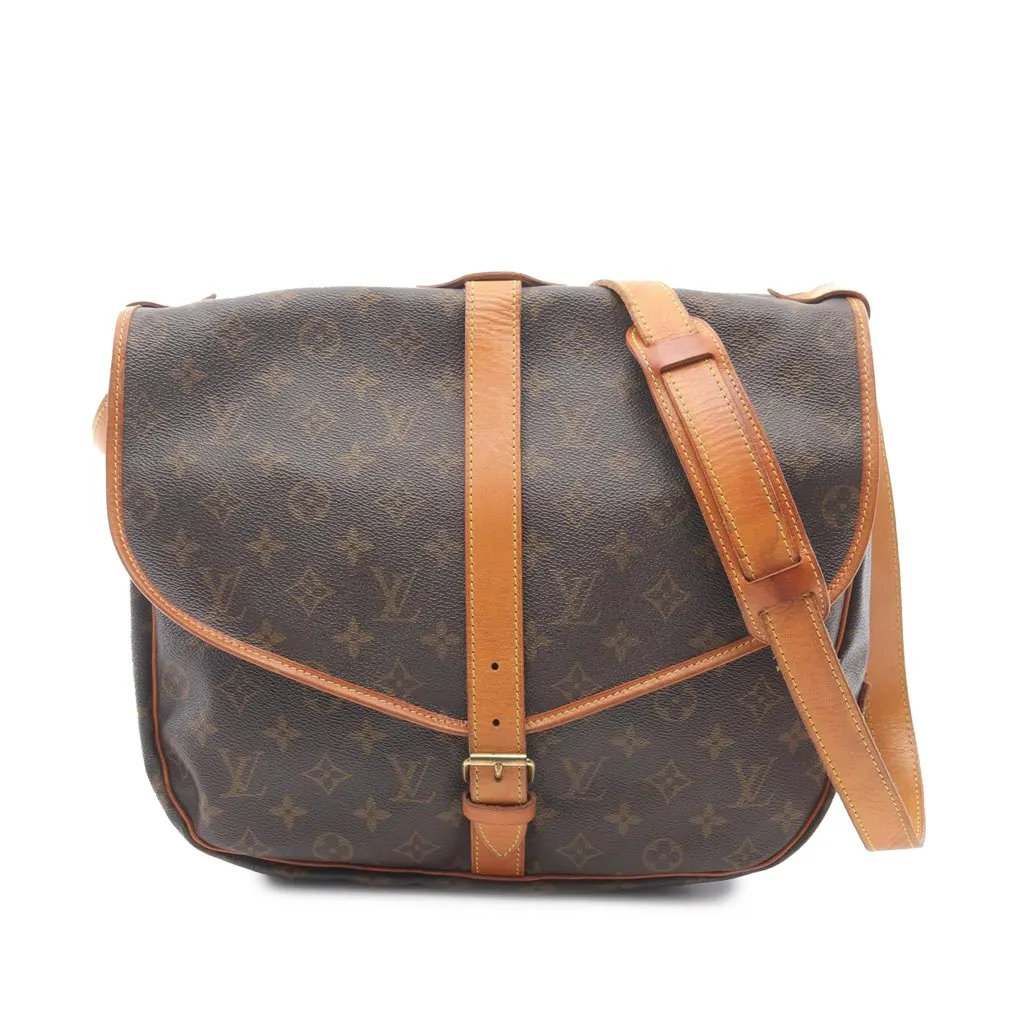 Louis Vuitton Monogram Saumur 35 Brown Canvas Good - Front View