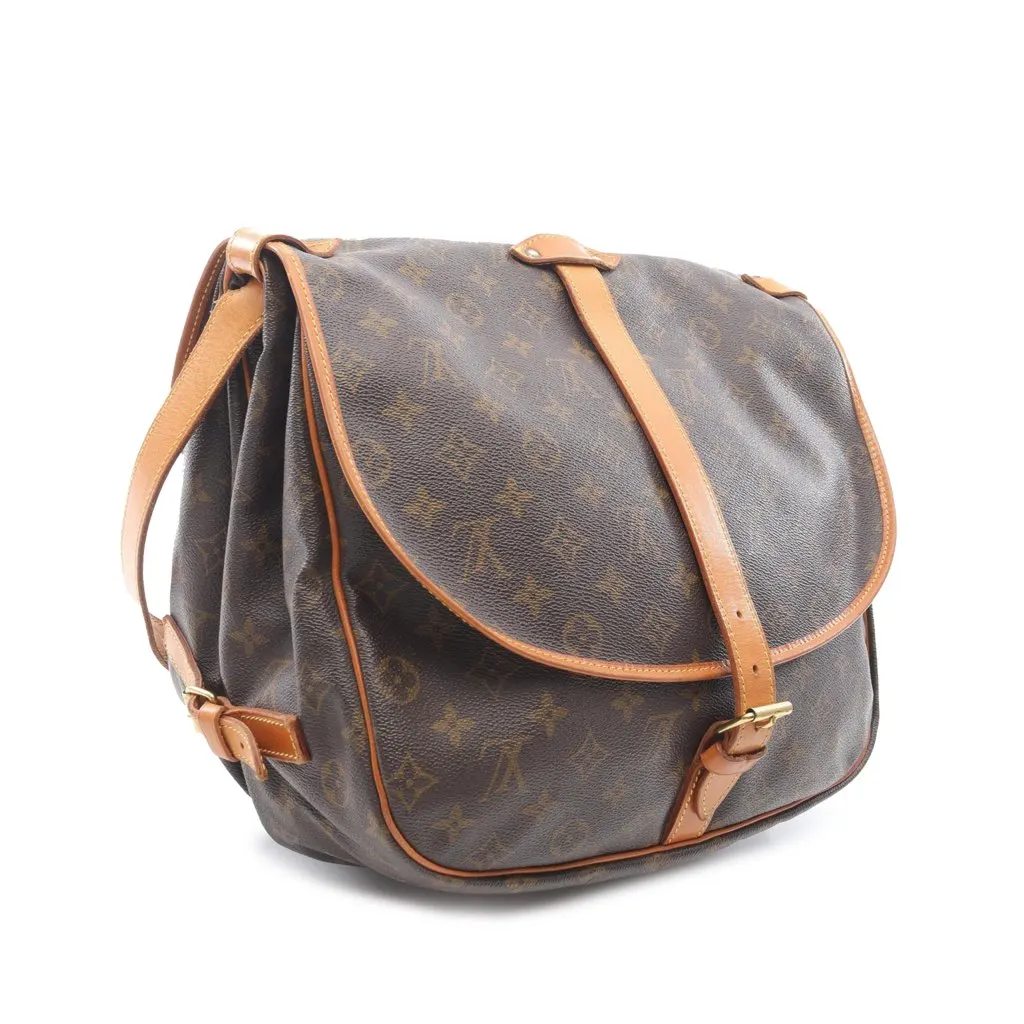 Louis Vuitton Monogram Saumur 35 Brown Canvas Good - Back View