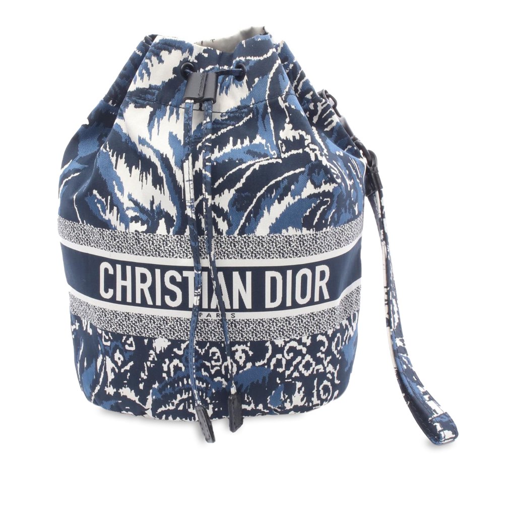 Dior Technical Fabric Embroidered Palm Tree Toile de Jouy DiorTravel Drawstring Pouch