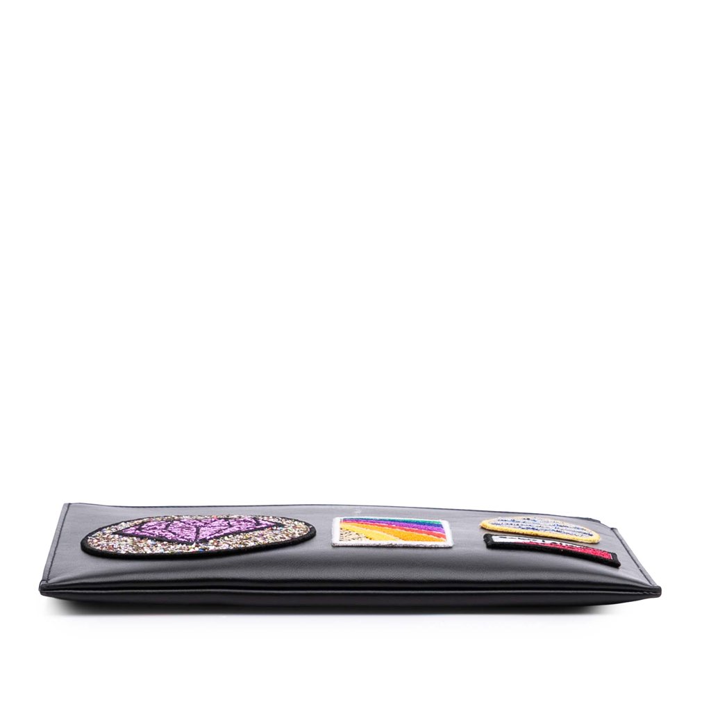 Saint Laurent Leather Multi Patch Zip Pouch - 3