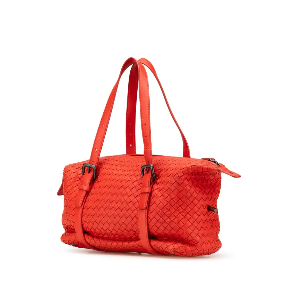Bottega Veneta Nappa Intrecciato Montaigne Shoulder Bag Red Leather Good - Back View
