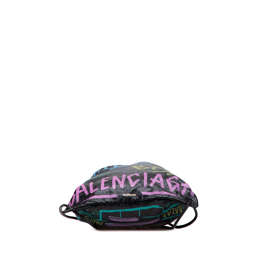 Balenciaga Lambskin Graffiti Explorer Drawstring Backpack - 3