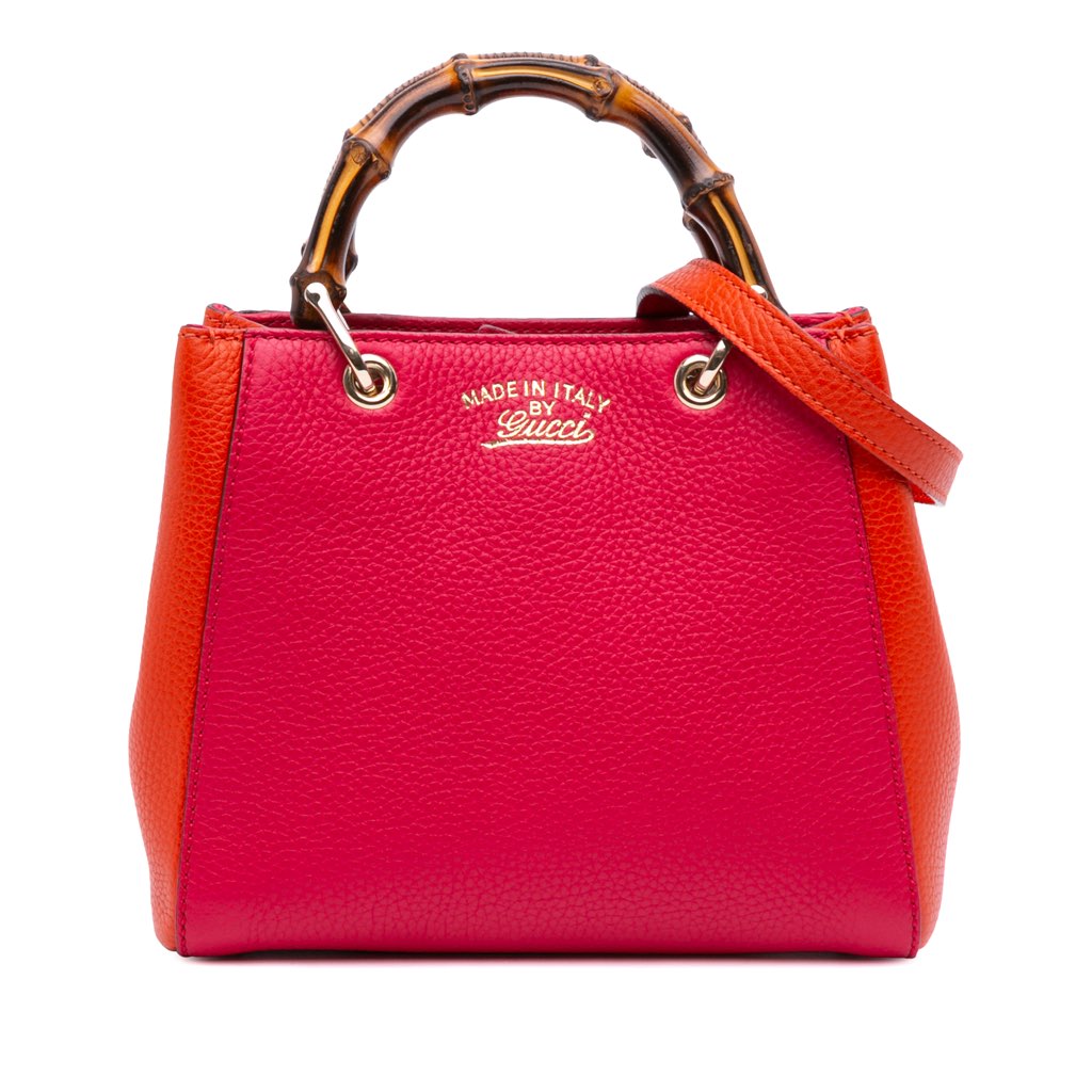 Gucci Small Bicolor Calfskin Bamboo Shopper Satchel