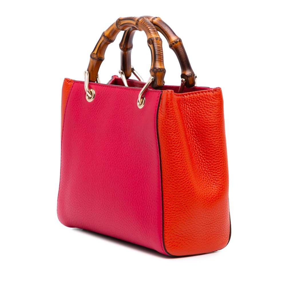 Gucci Small Bicolor Calfskin Bamboo Shopper Satchel - Back view