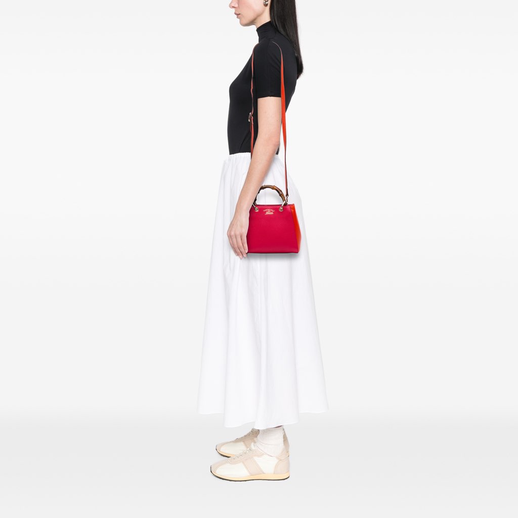 Gucci Small Bicolor Calfskin Bamboo Shopper Satchel - Image 15