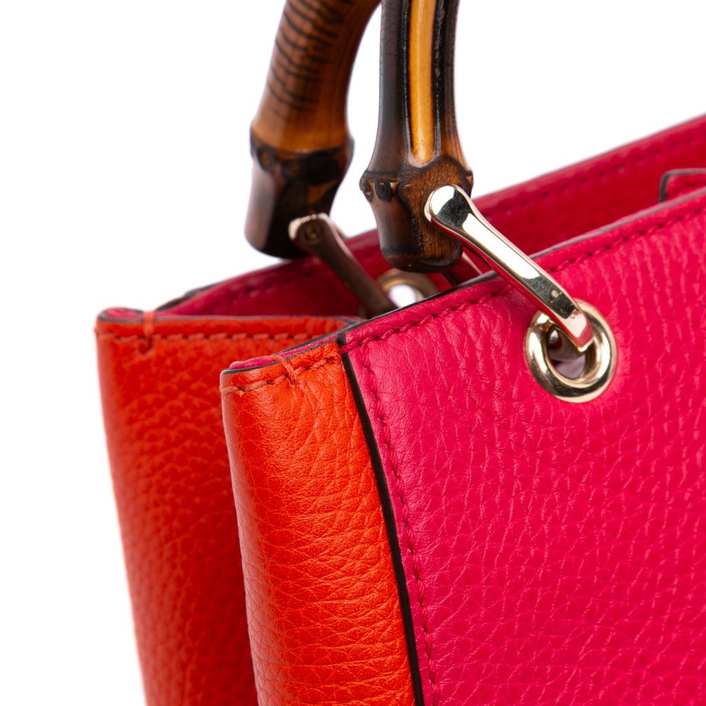 Gucci Small Bicolor Calfskin Bamboo Shopper Satchel - Image 10