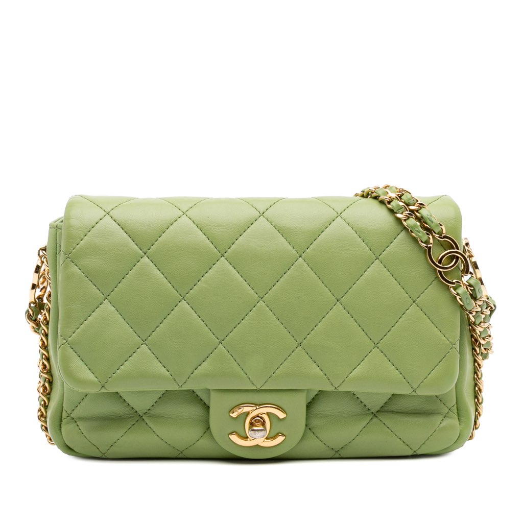 Chanel Quilted Lambskin Double CC Chain Around Flap