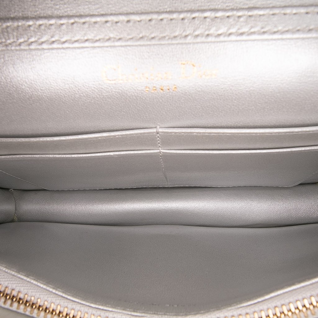Dior Metallic Grained Calfskin Diorama Wallet On Chain - 4