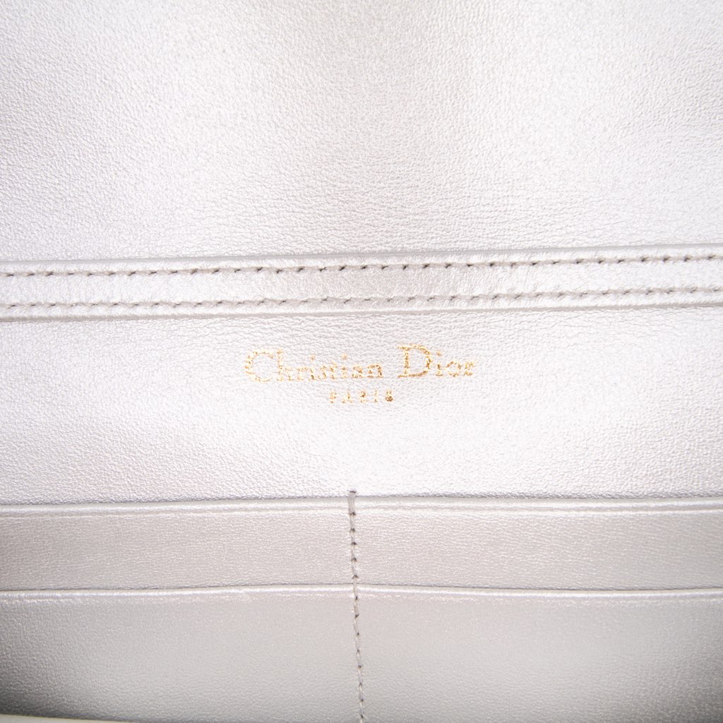 Dior Metallic Grained Calfskin Diorama Wallet On Chain - Side view