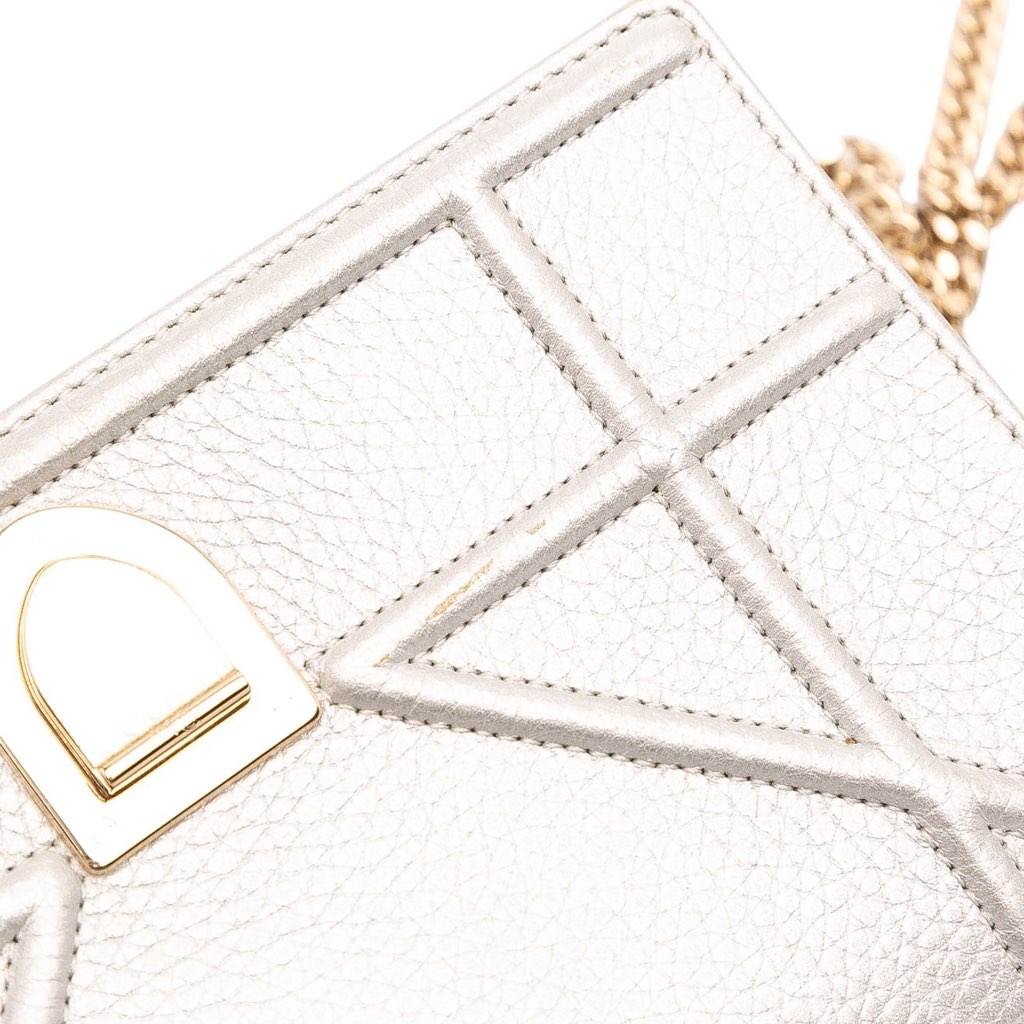 Dior Metallic Grained Calfskin Diorama Wallet On Chain - Image 11