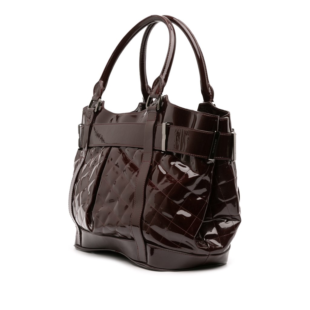 Burberry Large Quilted Patent Beaton Tote - 2