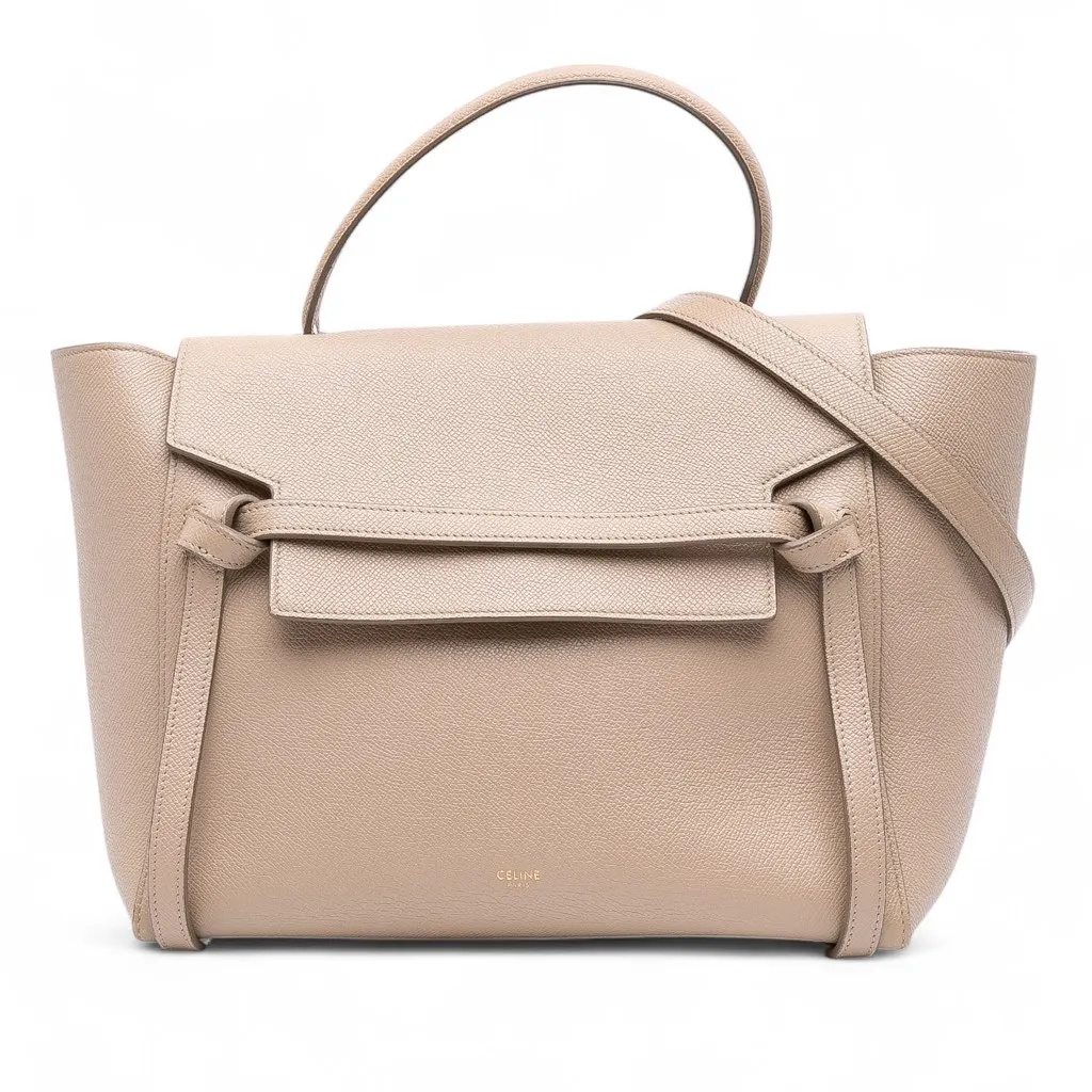 Celine Mini Grained Calfskin Belt Bag Brown Leather Good - Front View
