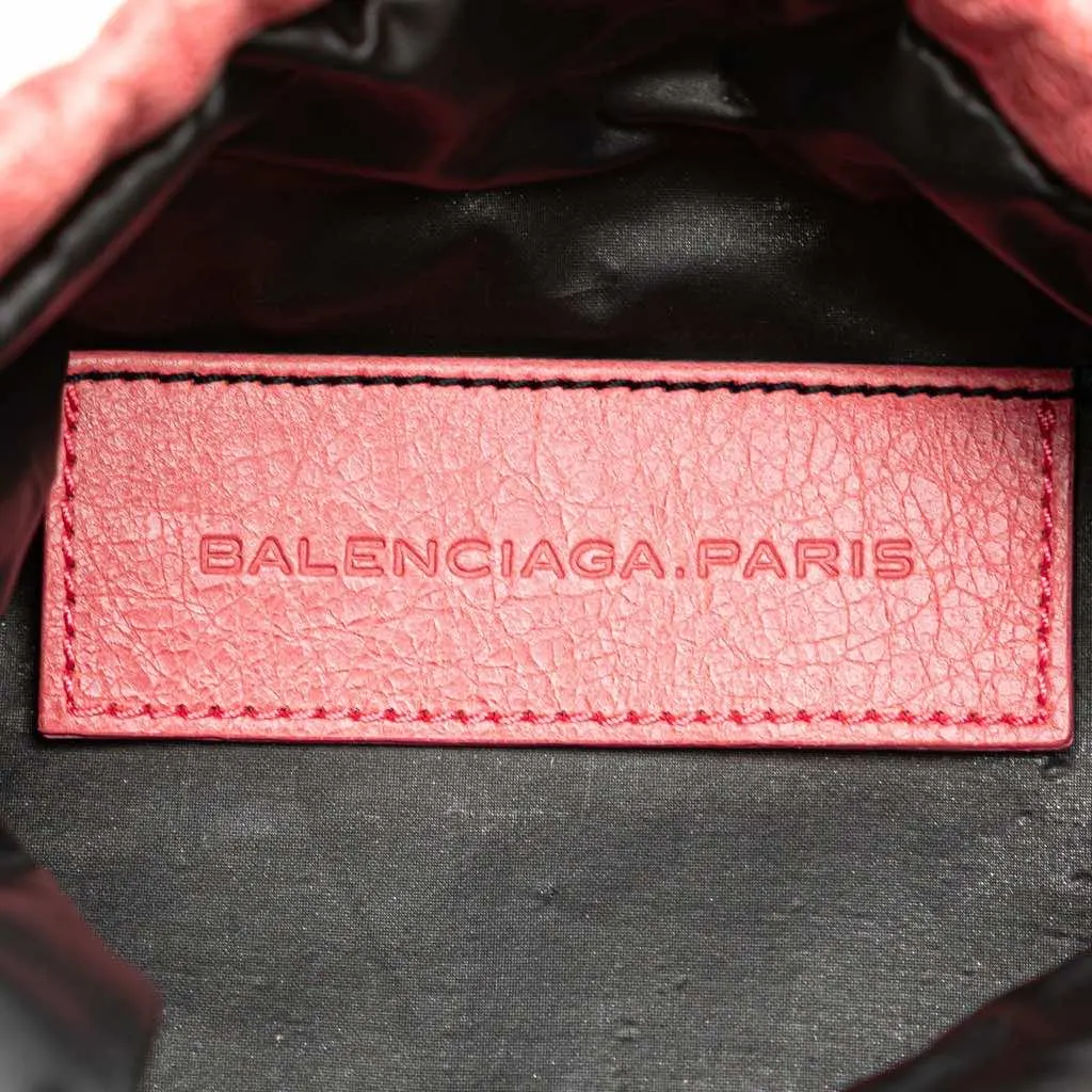 Balenciaga Lambskin Motocross Move On Drawstring Pouch Pink Leather Very good - Box View
