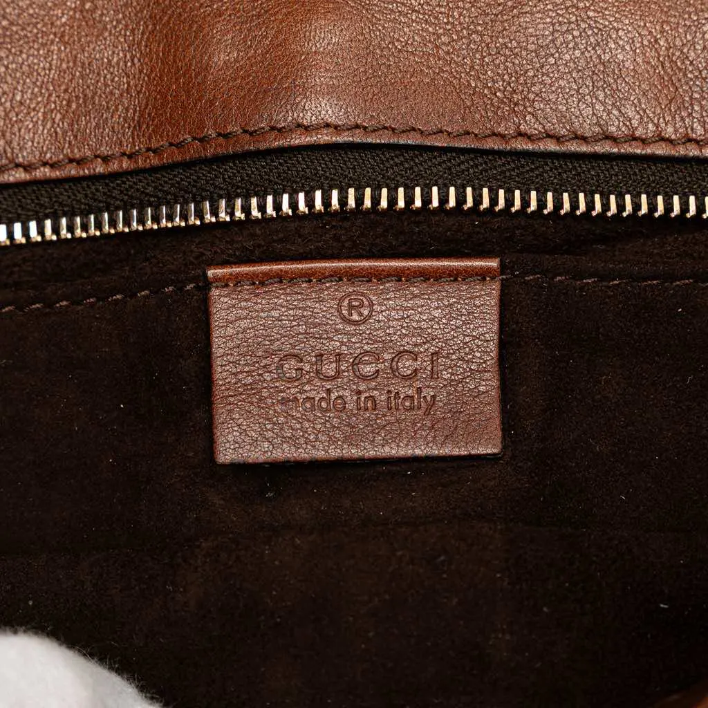 Gucci Perforated Leather Studded Malika Clutch Brown Leather Good - Box View