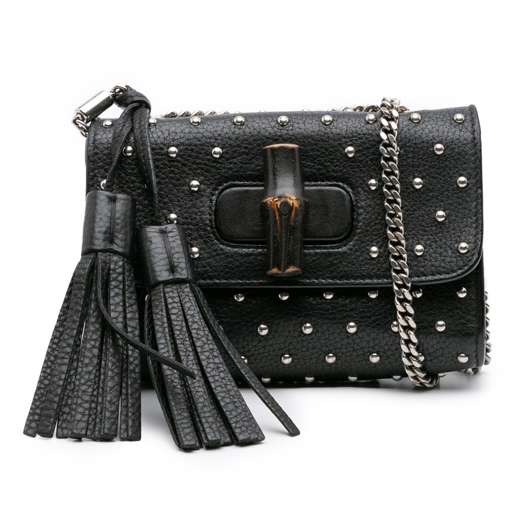 Gucci Small Leather Studded Miss Bamboo Crossbody