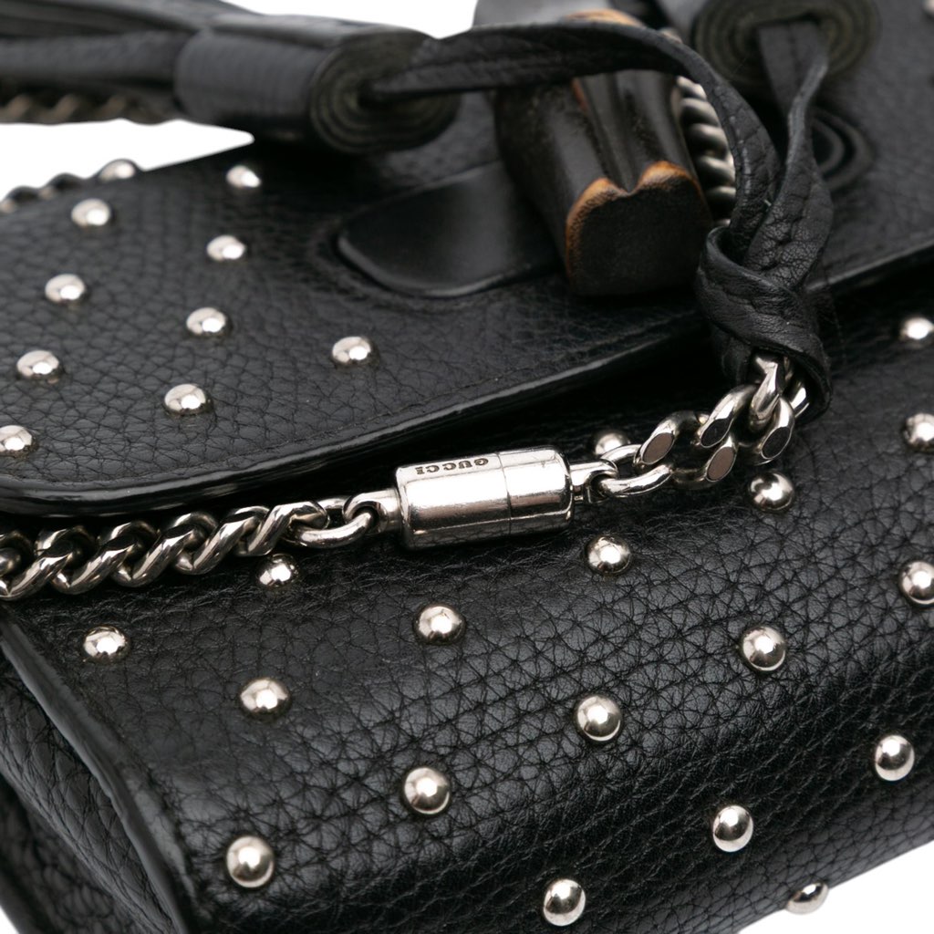Gucci Small Leather Studded Miss Bamboo Crossbody - Image 11