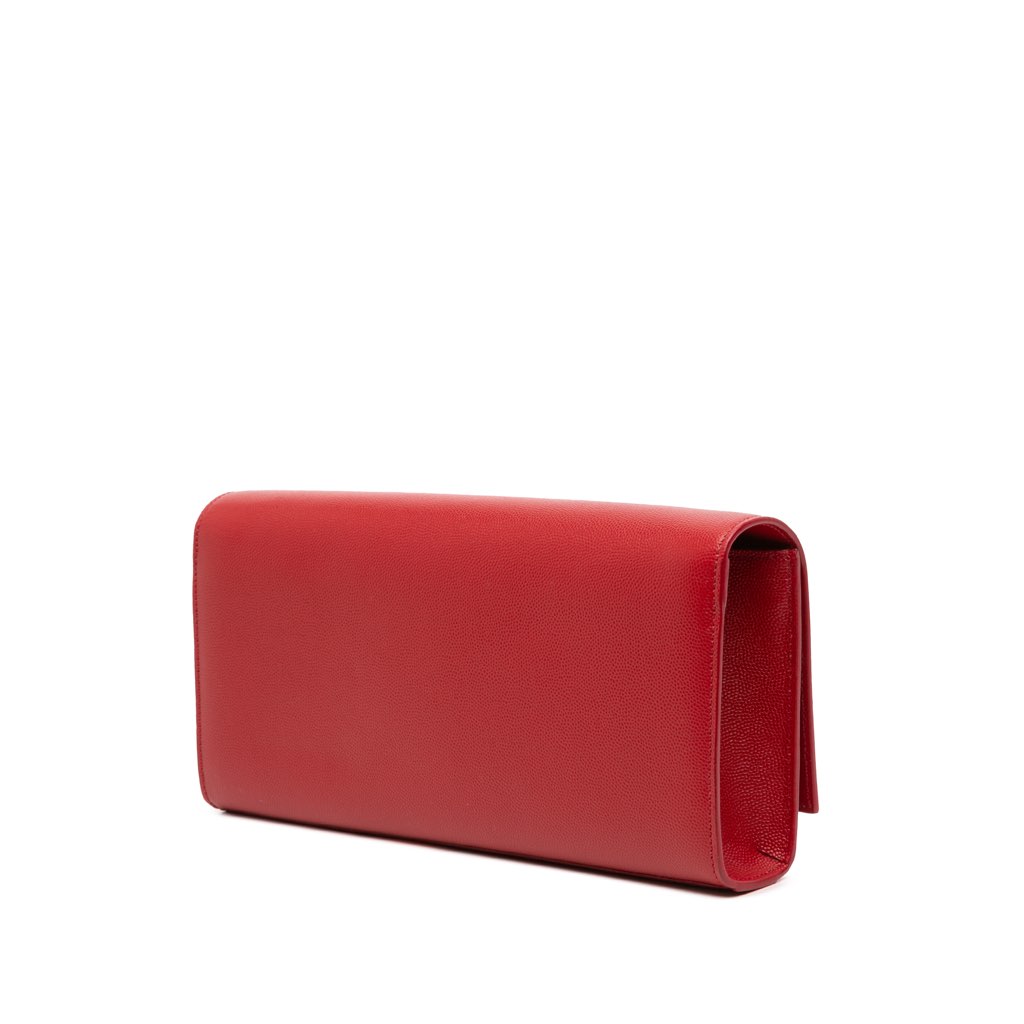 Saint Laurent Grain de Poudre Monogram Cassandre Clutch - Back view