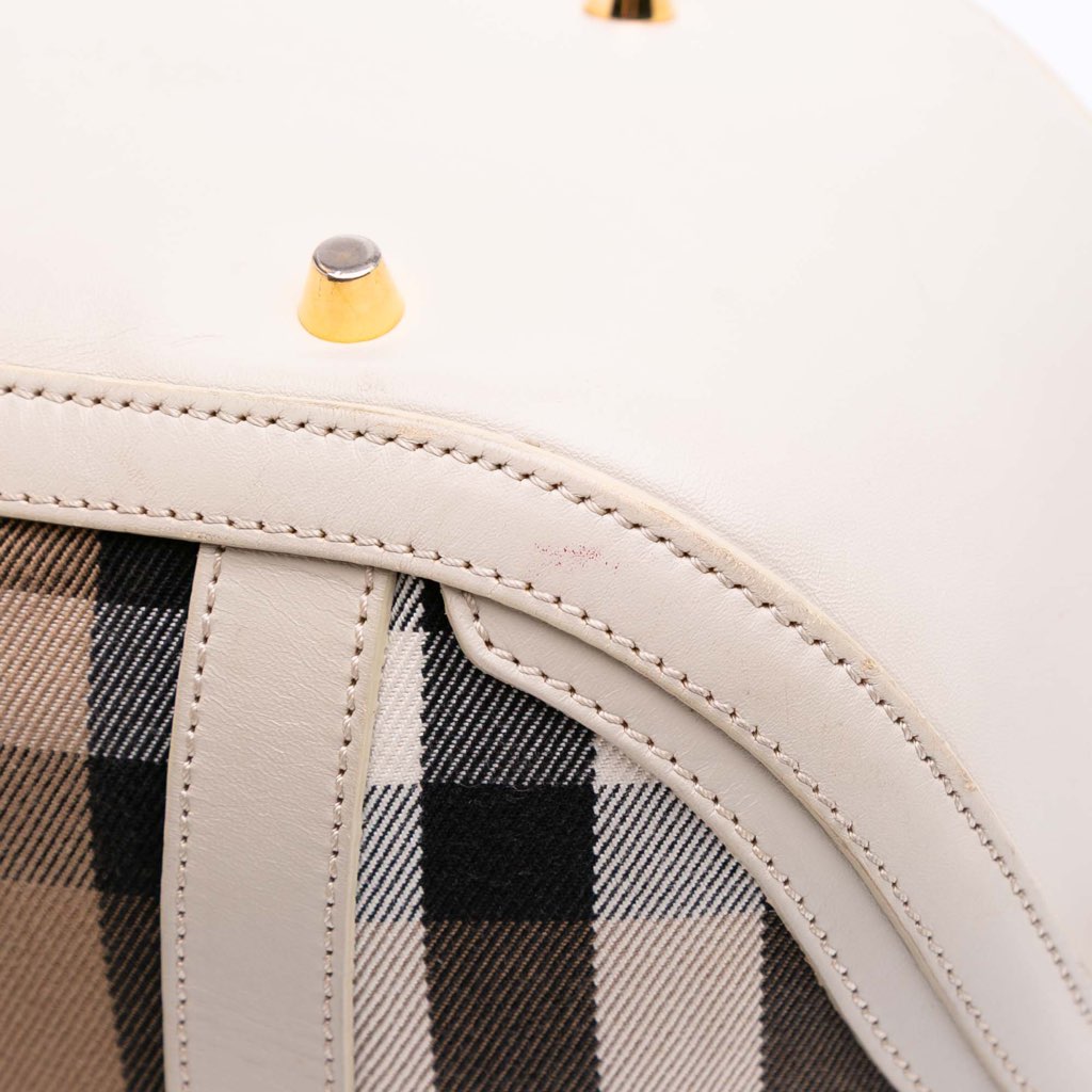 Burberry Small Leather Trimmed House Check Canvas Bridle Orchard Satchel - Image 10