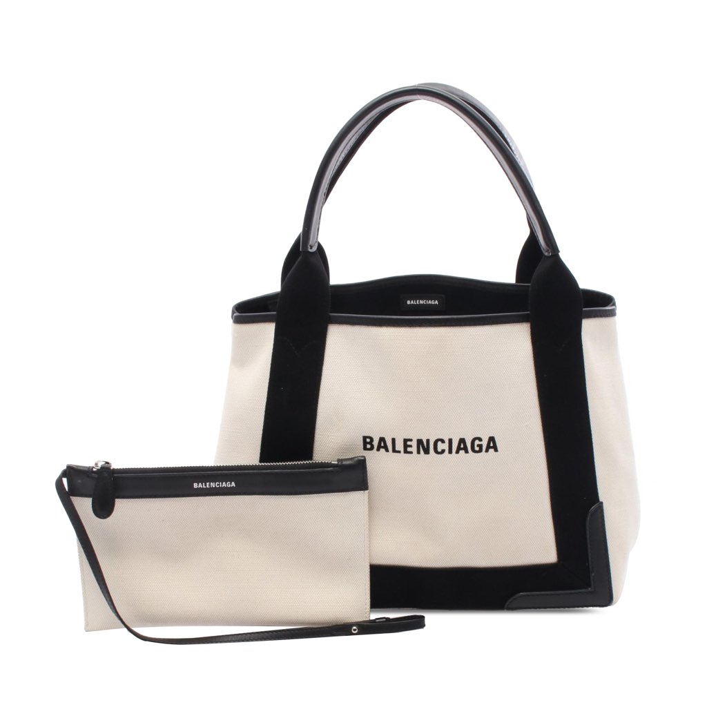 Balenciaga Canvas Navy Cabas Tote S