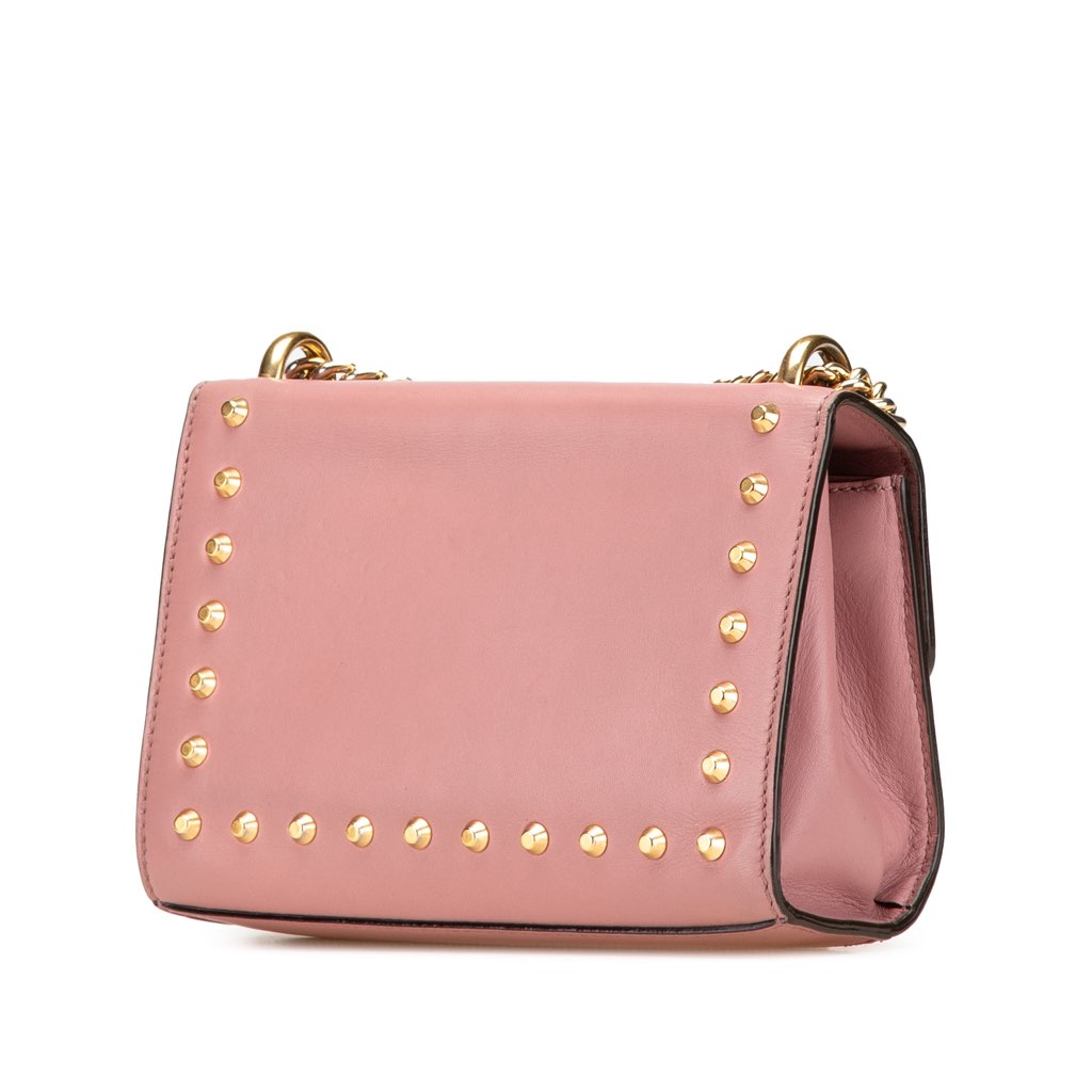 Gucci Small Pearl Studded Leather Padlock Crossbody - Back view
