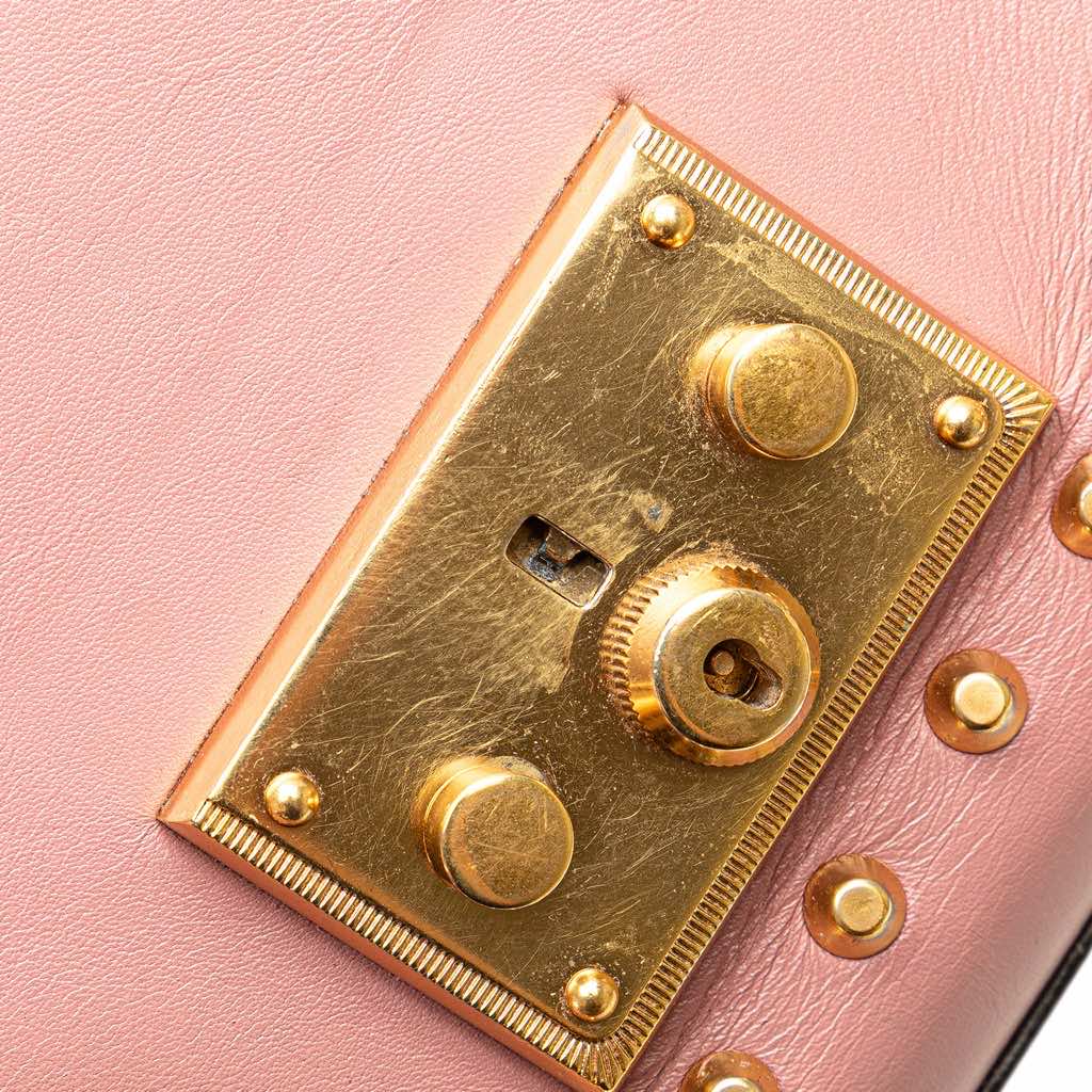 Gucci Small Pearl Studded Leather Padlock Crossbody - Image 11