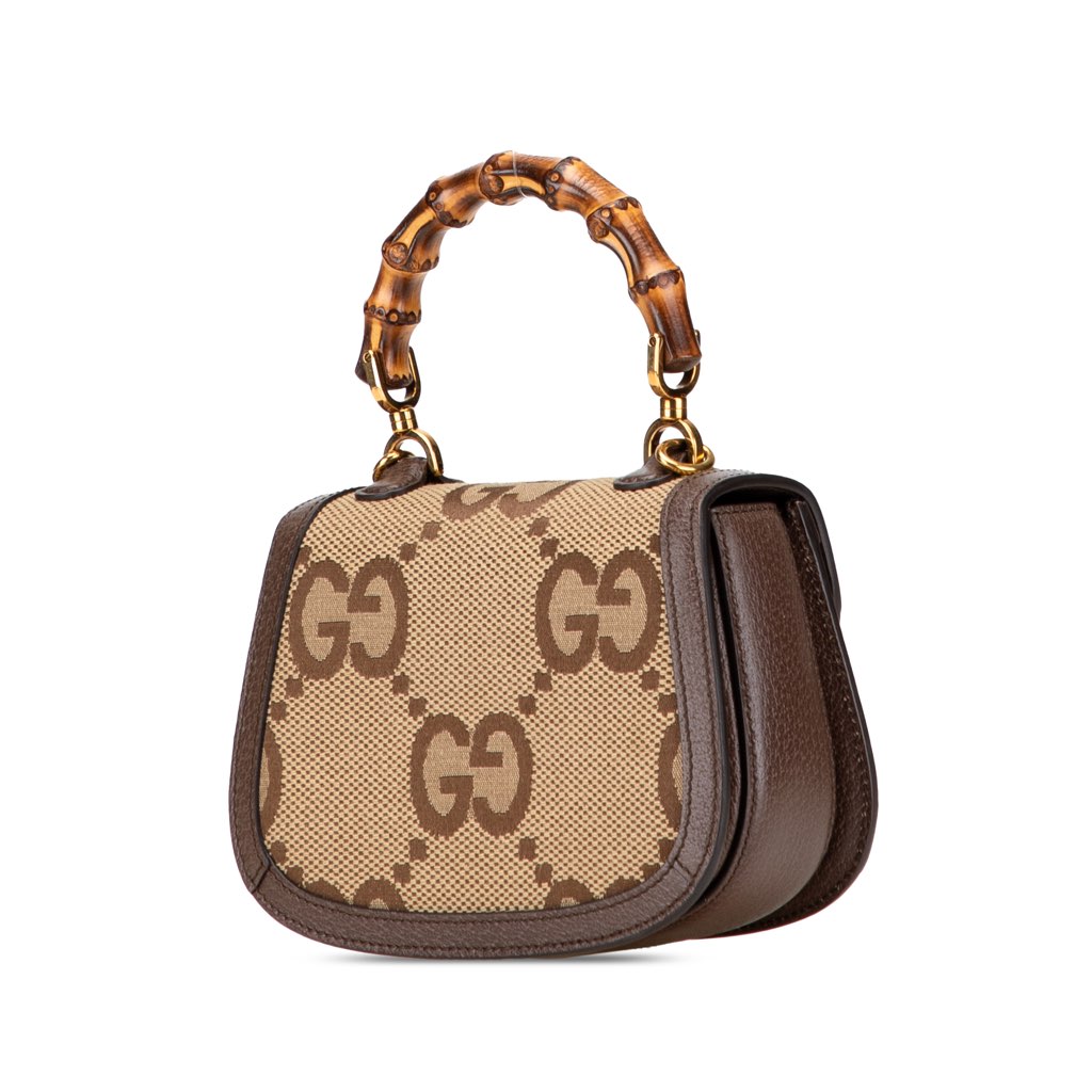 Gucci Mini Jumbo GG Canvas 1947 Bamboo Top Handle Bag - Back view