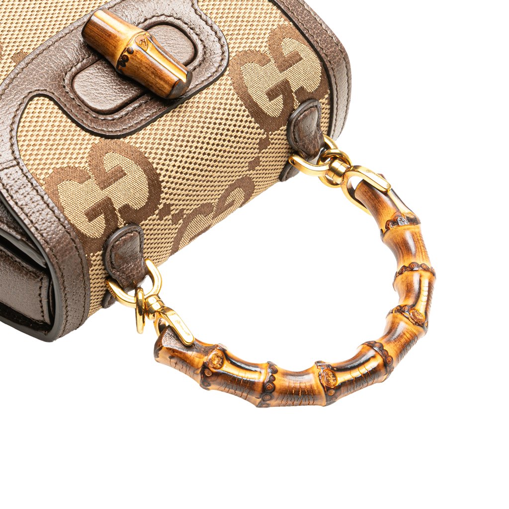 Gucci Mini Jumbo GG Canvas 1947 Bamboo Top Handle Bag - Image 10