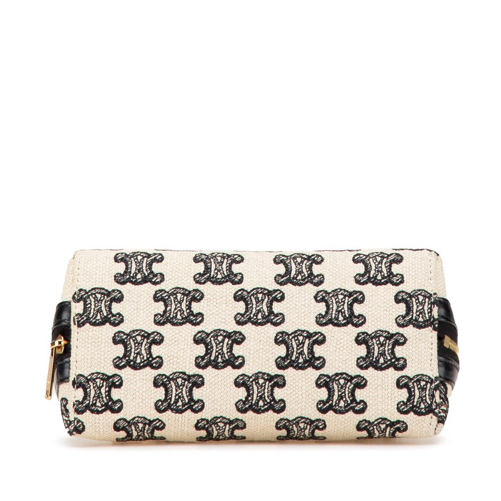 Celine Triomphe Emroidered Canvas Clutch On Chain - Image 6