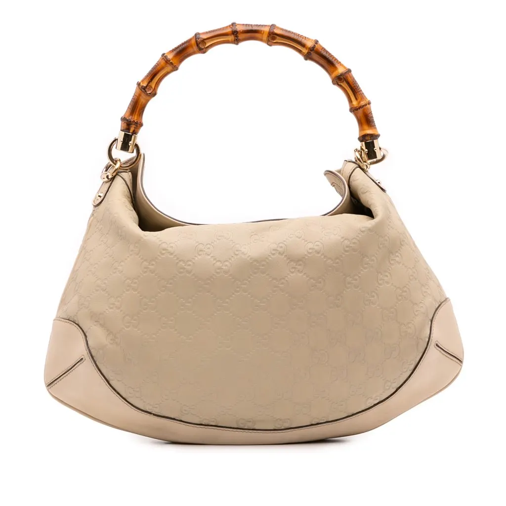 Gucci Bamboo Guccissima Peggy Satchel Brown Leather Good - Front View