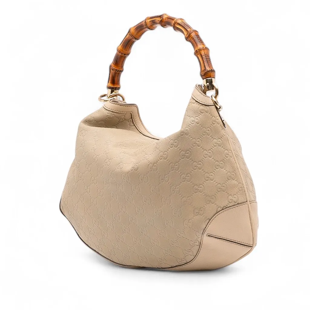 Gucci Bamboo Guccissima Peggy Satchel Brown Leather Good - Back View