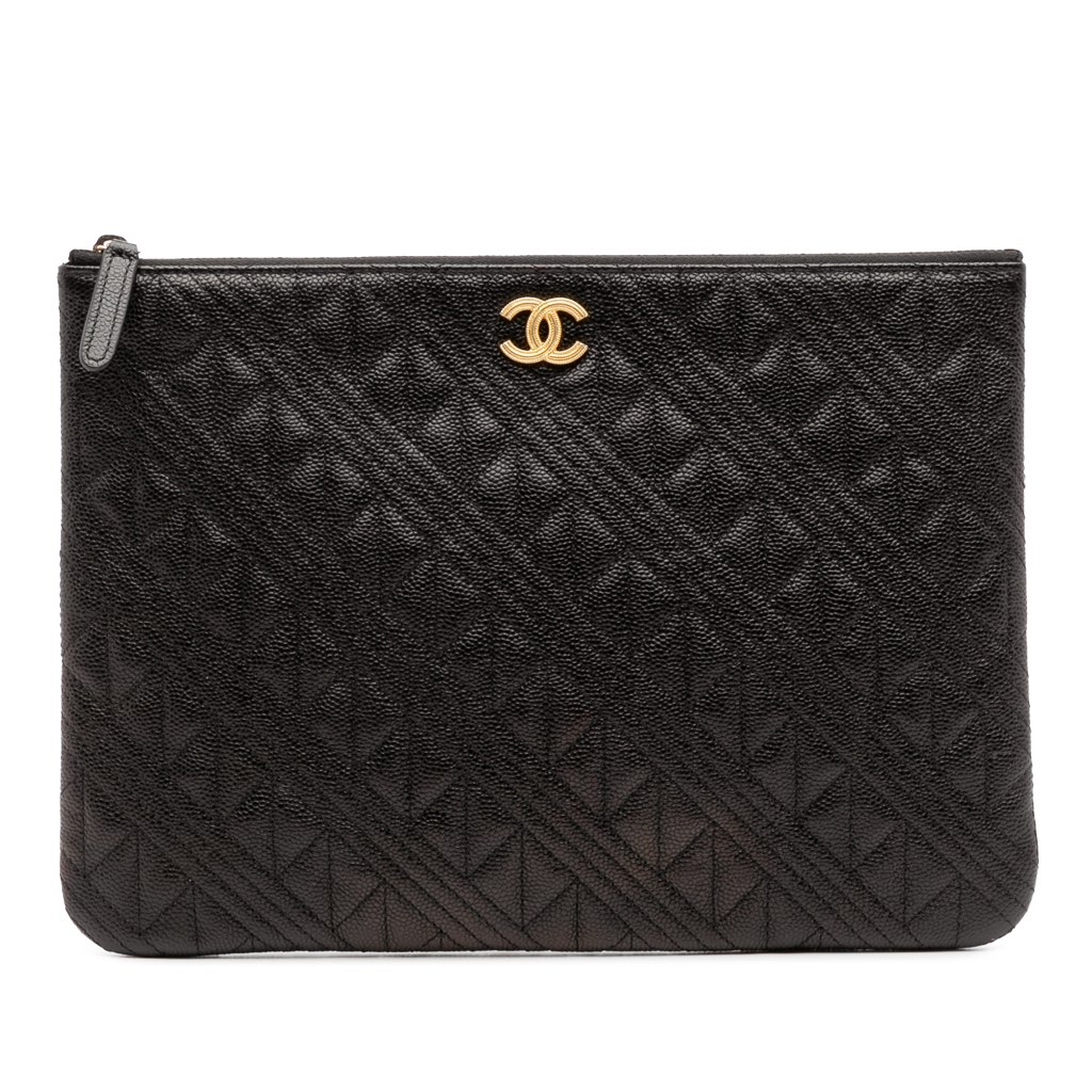 Chanel Medium Quilted Caviar O Case Clutch