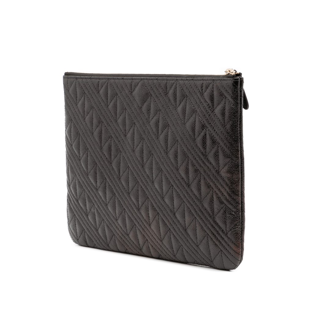 Chanel Medium Quilted Caviar O Case Clutch - Back view