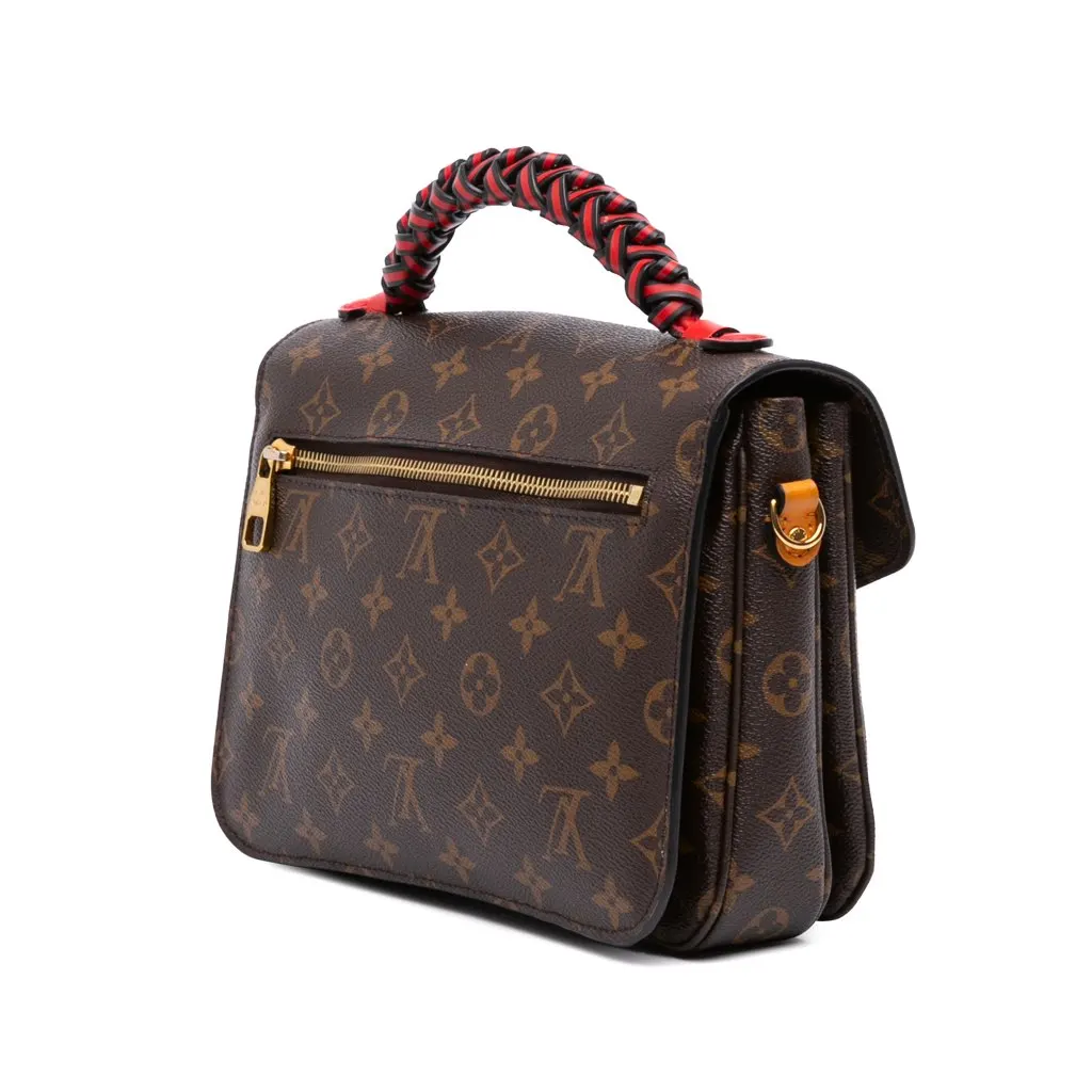 Louis Vuitton Monogram Braided Pochette Metis Brown Canvas Good - Back View