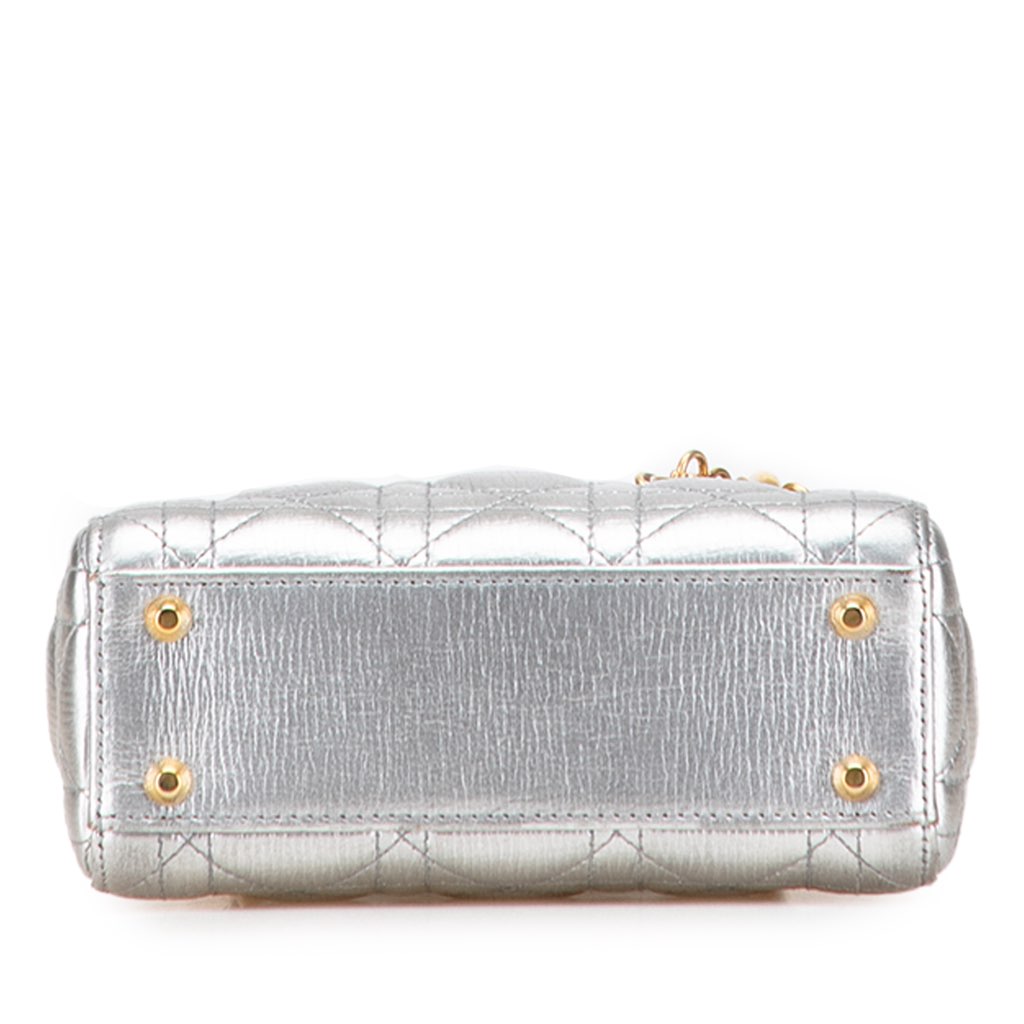 Dior Mini Metallic Grained Calfskin Cannage Lady Dior - 3