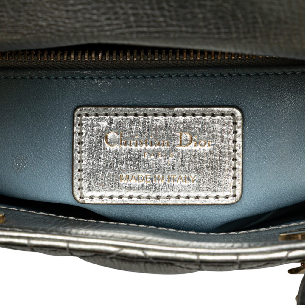 Dior Mini Metallic Grained Calfskin Cannage Lady Dior - 5