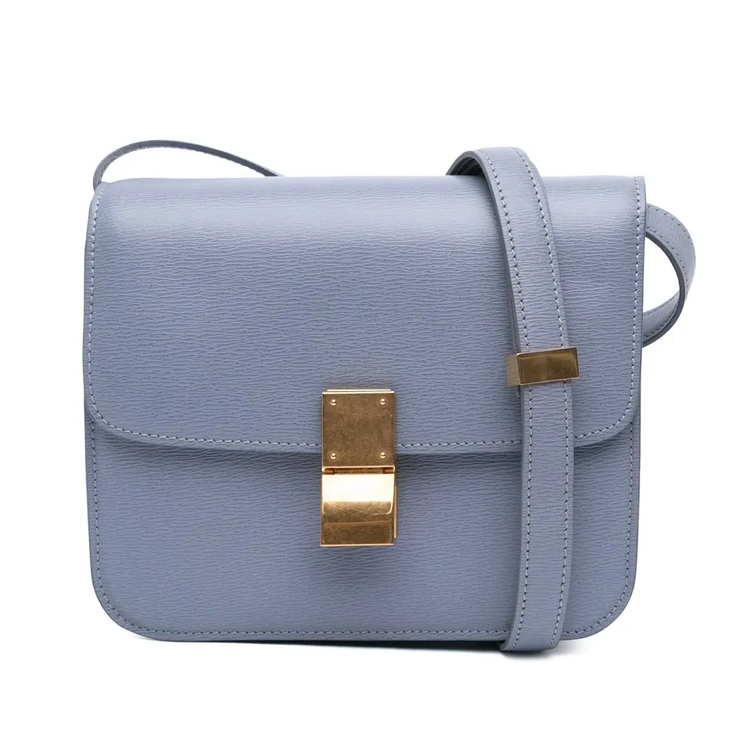 Celine Teen Liege Calfskin Classic Box Blue Leather Good - Front View
