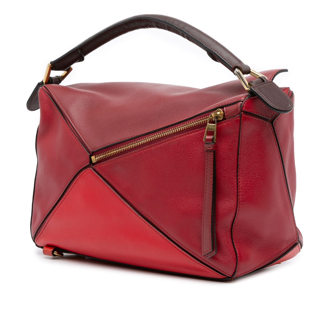 Loewe Medium Tricolor Calfskin Puzzle Satchel - Back view