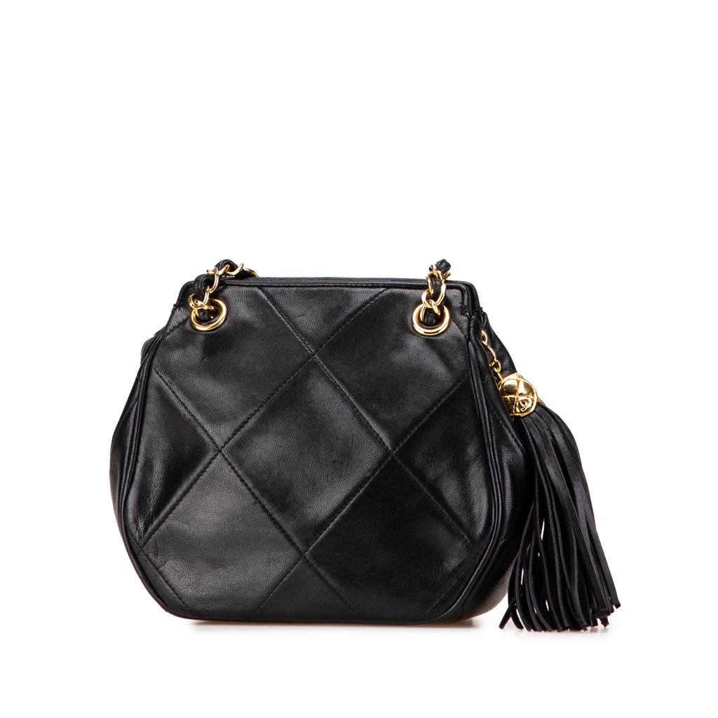 Chanel CC Quilted Lambskin Tassel Crossbody - 2