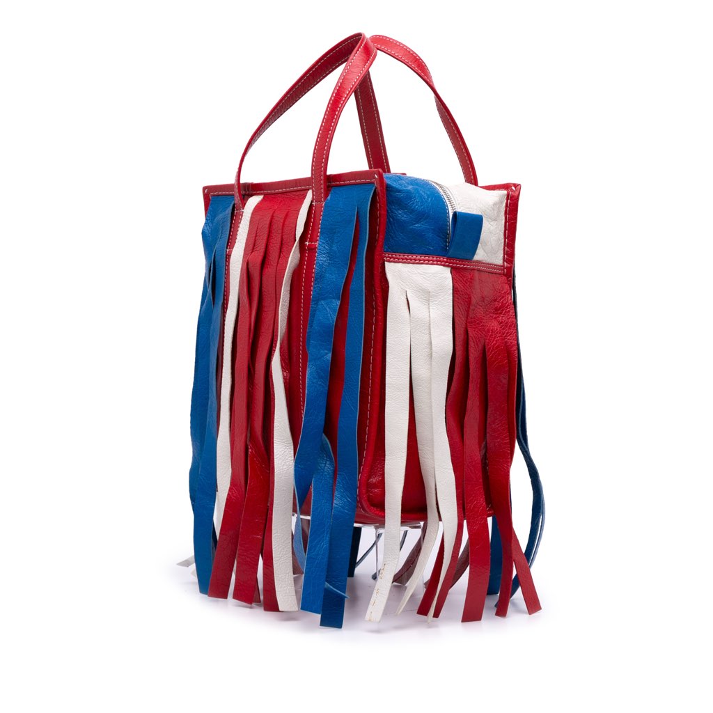 Balenciaga S Lambskin Fringe Bazar Shopper Satchel - Back view